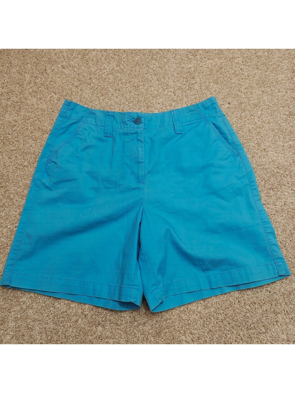 Talbots Vintage Women's Stretch Turquoise Blue Cotton Blend Chino Shorts Size 8